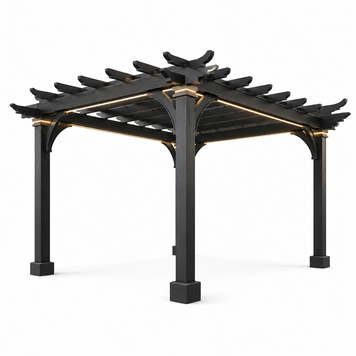 Aluminium Pergola mit LED-Beleuchtung, Schwarz, 300x300x250 cm