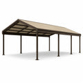 Doppel-Carport mit Satteldach 600x400 cm Aluminium Polycarbonat Braun/Beige
