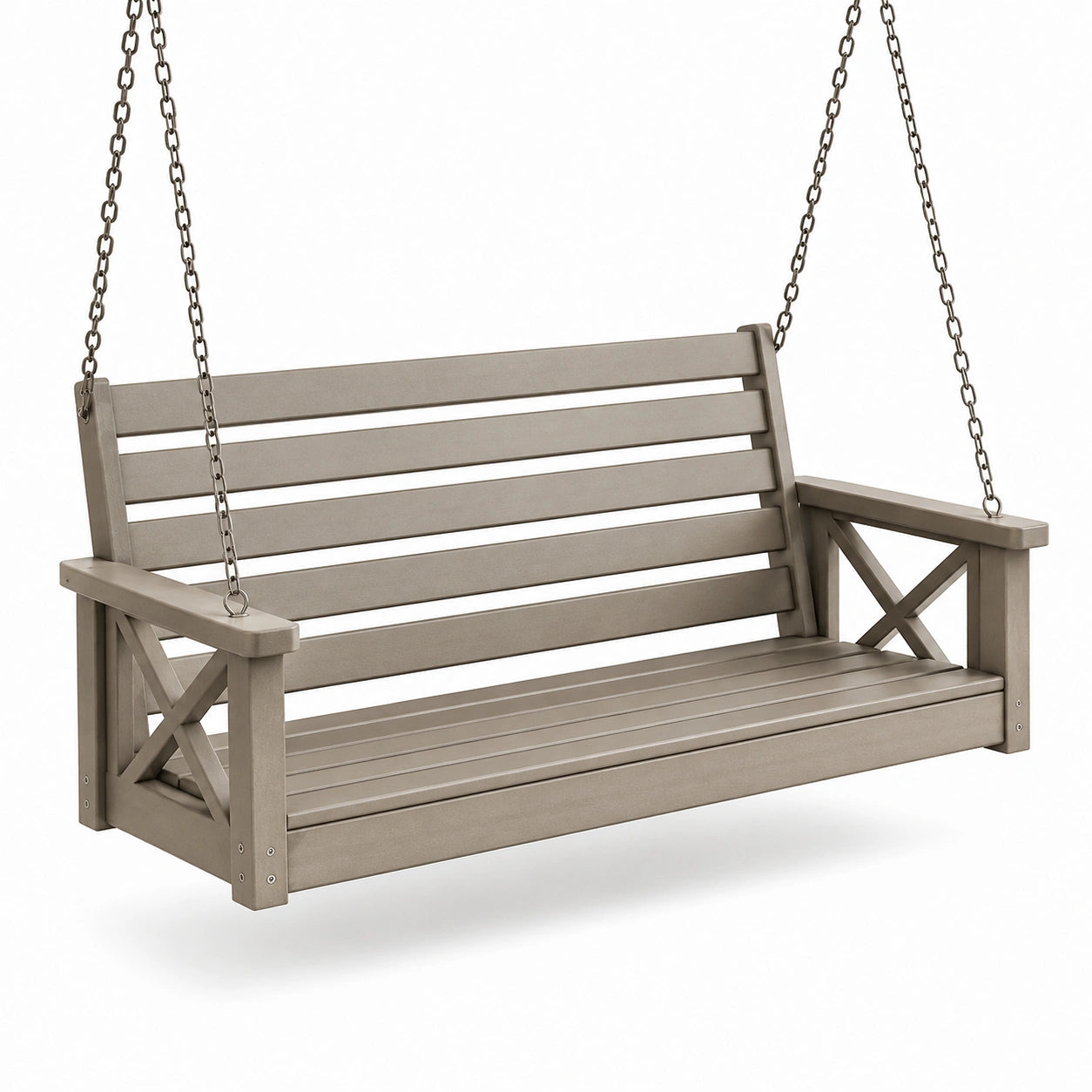 Hängeschaukelbank aus Massivholz, Beige