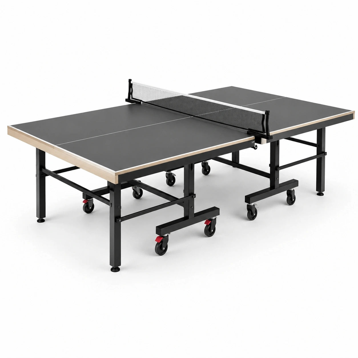 Klappbarer Tischtennistisch 274 cm x 152.5 cm x 76 cm Schwarz MDF/Metall