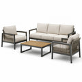 Gartenlounge Set aus Aluminium mit Teakholztisch Beige