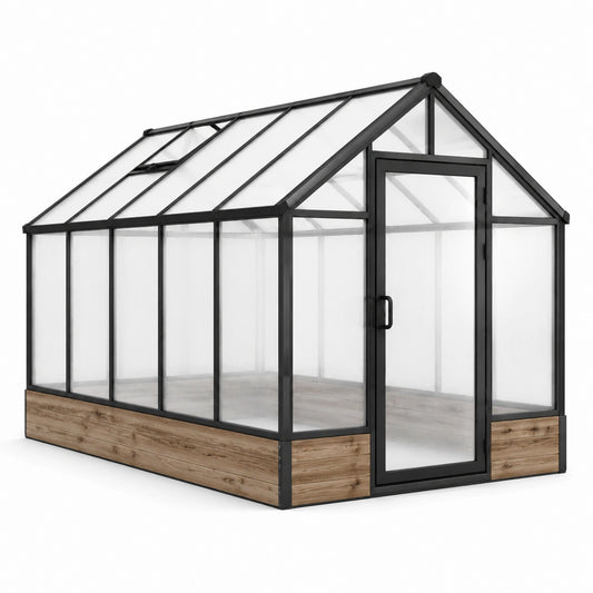 Gewächshaus aus Aluminium und Polycarbonat klar/schwarz 300x200x250 cm