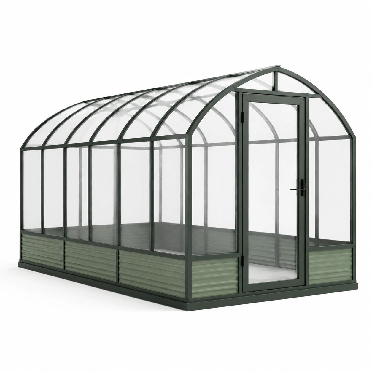 Gewächshaus Polycarbonat und Aluminium 300x200x250 cm Grün