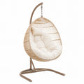 Hängesessel Ei-Form Rattan Stahl Beige