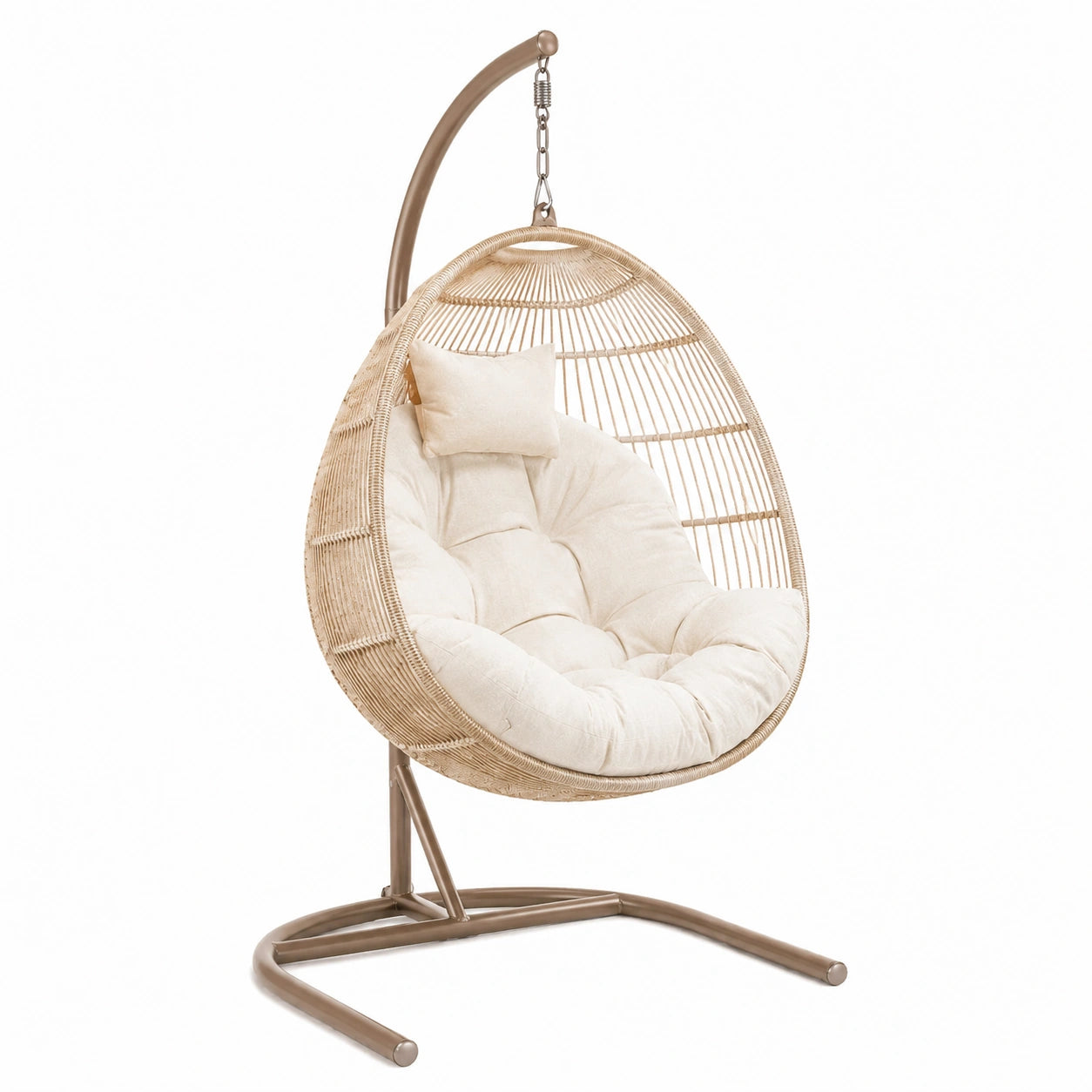 Hängesessel Ei-Form Rattan Stahl Beige
