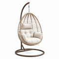 Hängesessel Ei-Form mit Kissen Beige Stahl und Rattanimitat