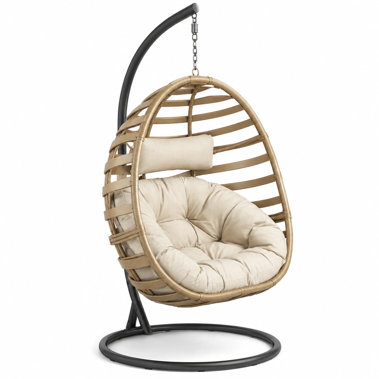 Hängesessel Rattan Stahl Beige