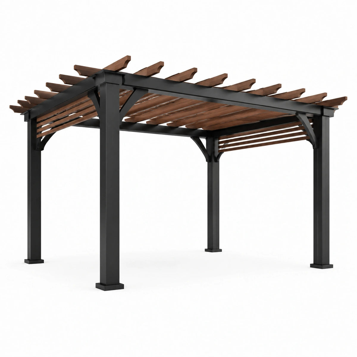 Aluminium Pergola mit Kiefernholz 300x300x240 cm Schwarz/Braun