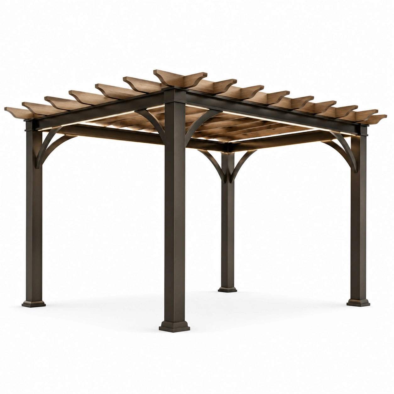 Pergola rechteckig 3x3 m Aluminium Stahl Holzoptik Braun